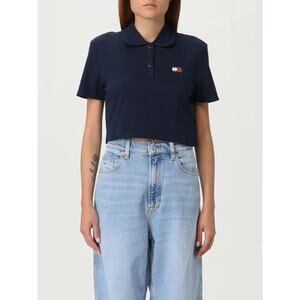 Tommy Hilfiger Jeans Logo Patch Crop Navy Blue Short Sleeve Polo Shirt Size XXL